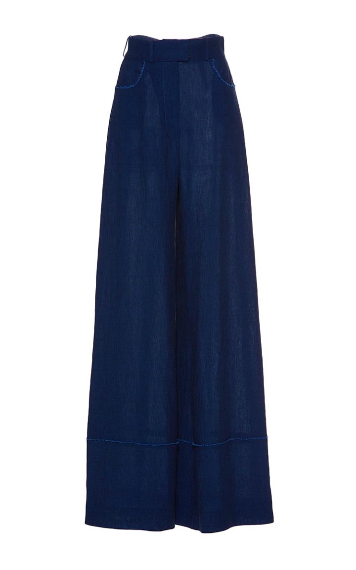 Martin Grant Wide Leg Linen Jean Pants