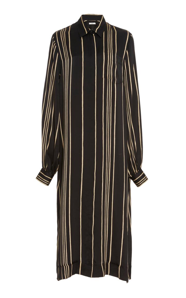Co Striped Belted Shirtdress