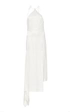 Matriel Halter Dress With Asymmetrical Hem And A Slit