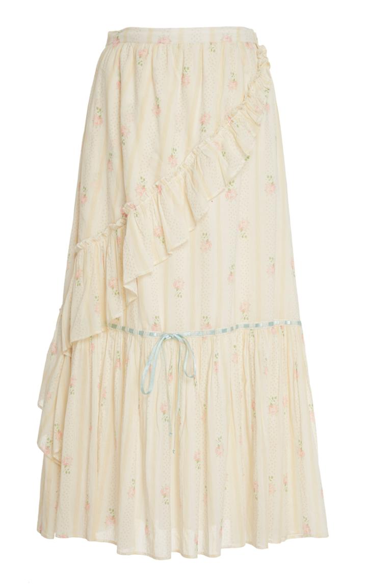 Loveshackfancy Jasmina Floral-print Ruffled Cotton Skirt
