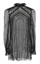 Alberta Ferretti Plumetis Tulle Sheer Sleeved Dress