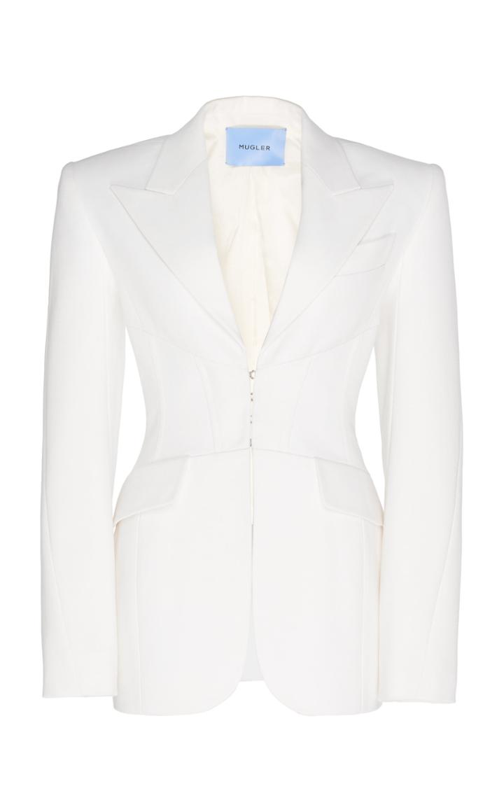 Moda Operandi Mugler Crepe Wool Corset Jacket Size: 34
