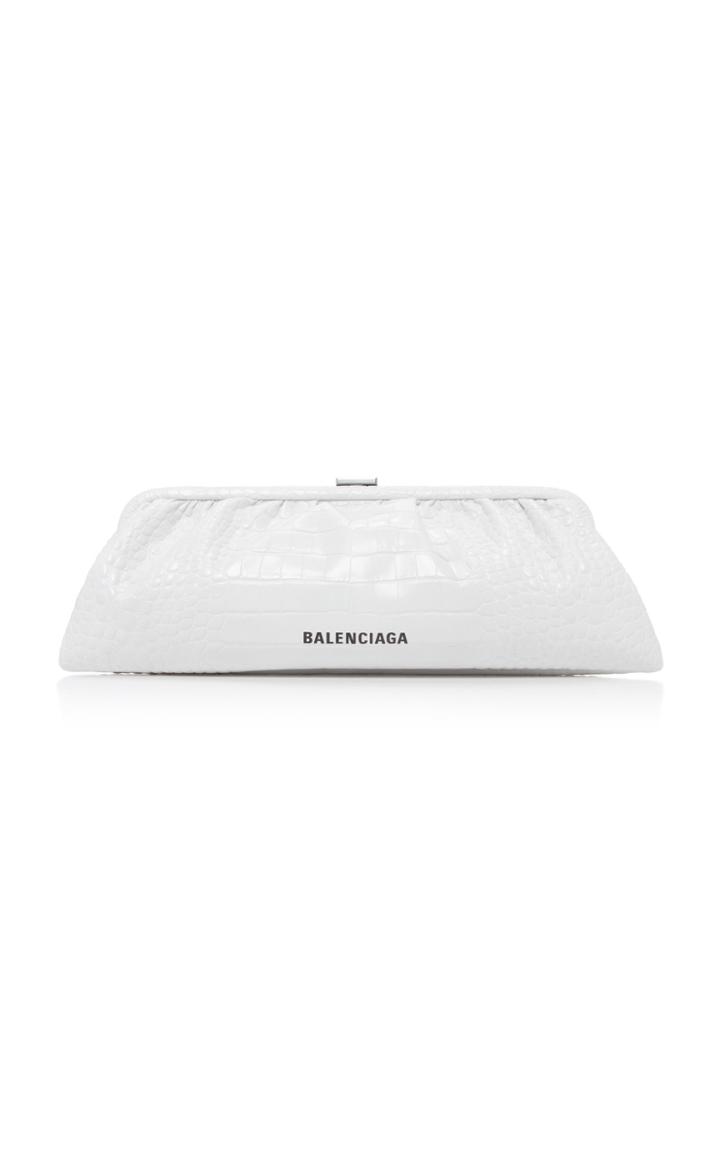 Balenciaga Cloud Croc-effect Patent Clutch