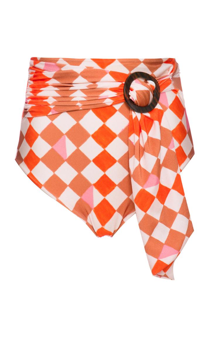 Moda Operandi Patbo Check Belted Bikini Bottom Size: Xs