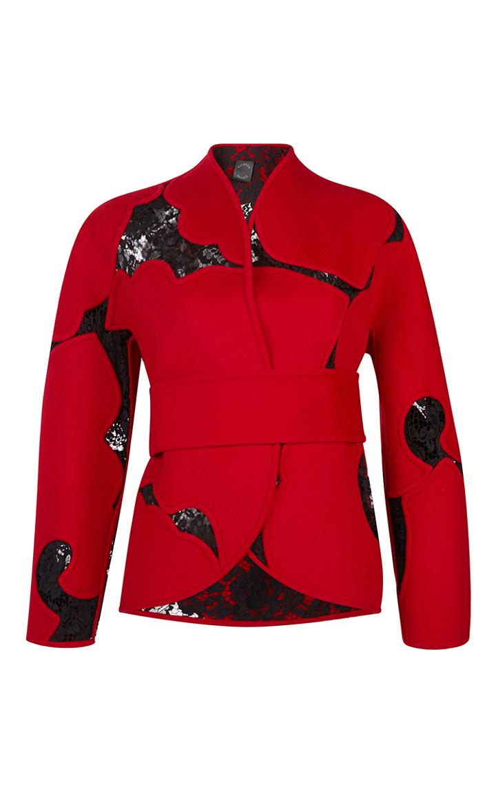 Huishan Zhang Reversible Wool And Lace Wrap Jacket