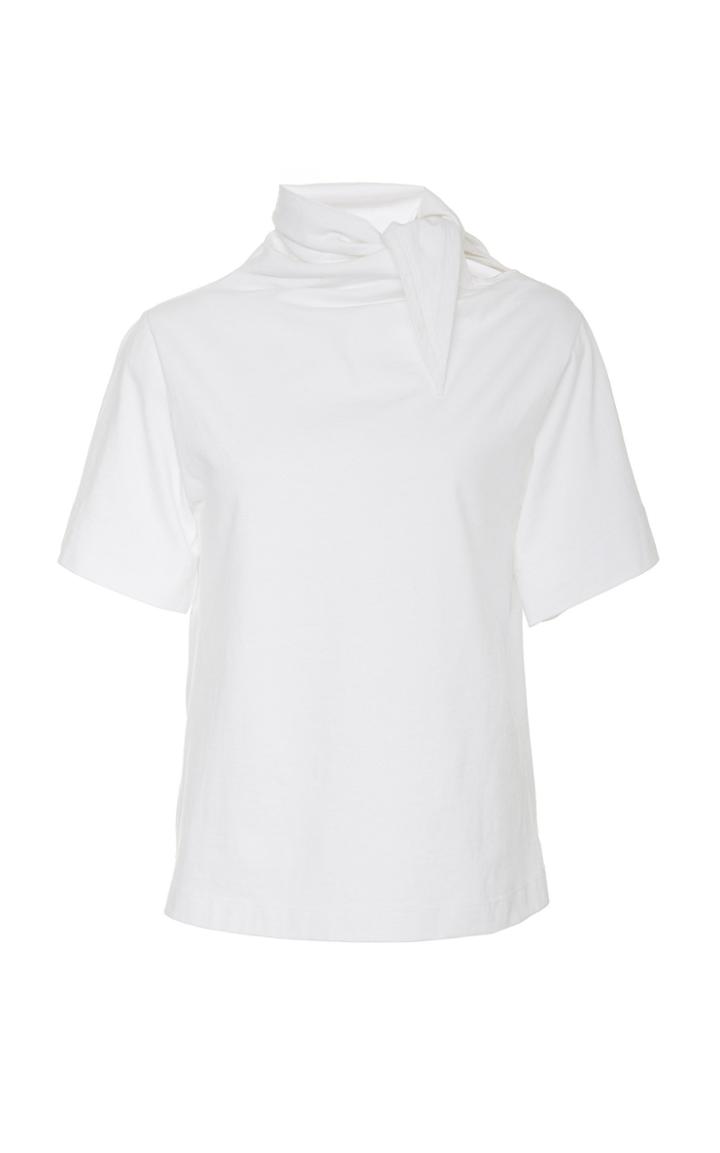 Cdric Charlier Scarf-detailed Cotton Turtleneck Top