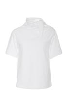 Cdric Charlier Scarf-detailed Cotton Turtleneck Top