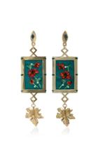 Lulu Frost Villa Hand-embroidered Gold-plated Brass Drop Earrings