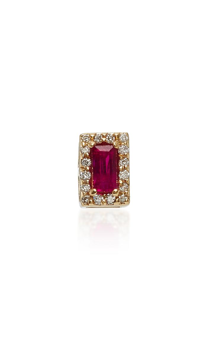Alison Lou 14k Gold Ruby And Diamond Stud Earring