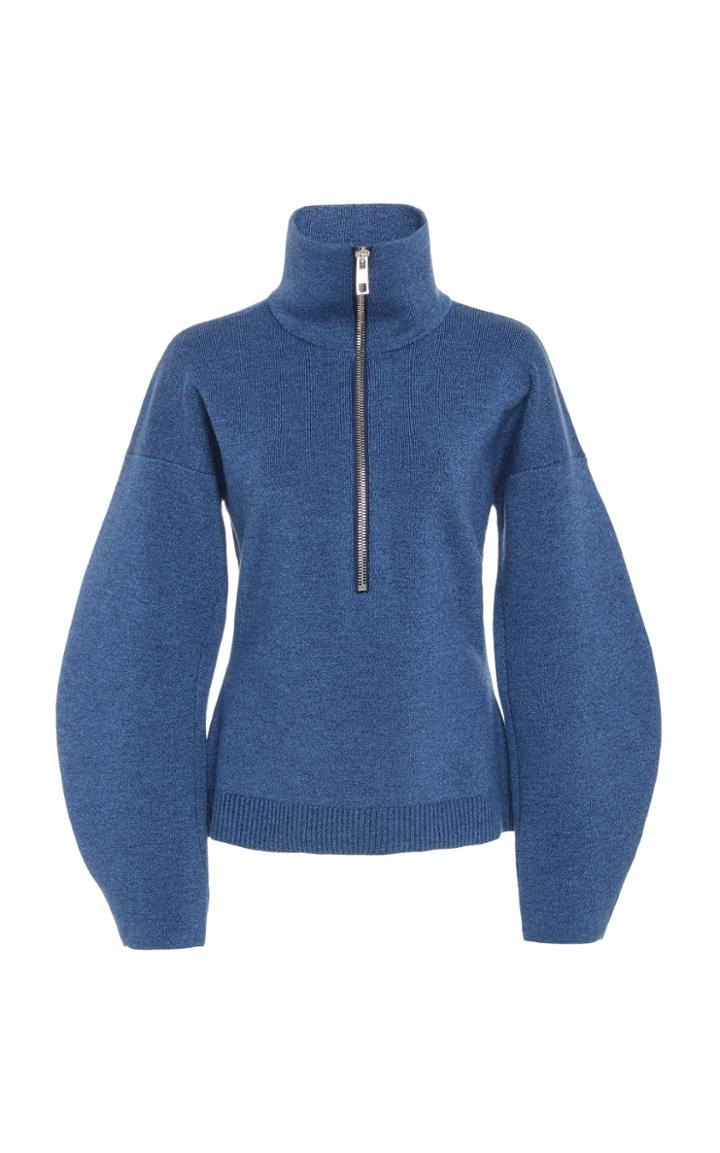 Tibi Sculpted Melange Wool Sweater Sculpted Sleeve Pull