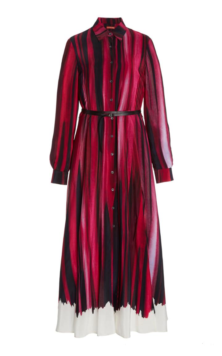 Altuzarra Judina Striped Silk Midi Shirt Dress