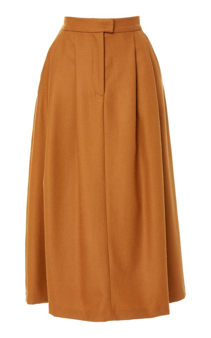 Christine Alcalay Spice Pleated Wool Skirt