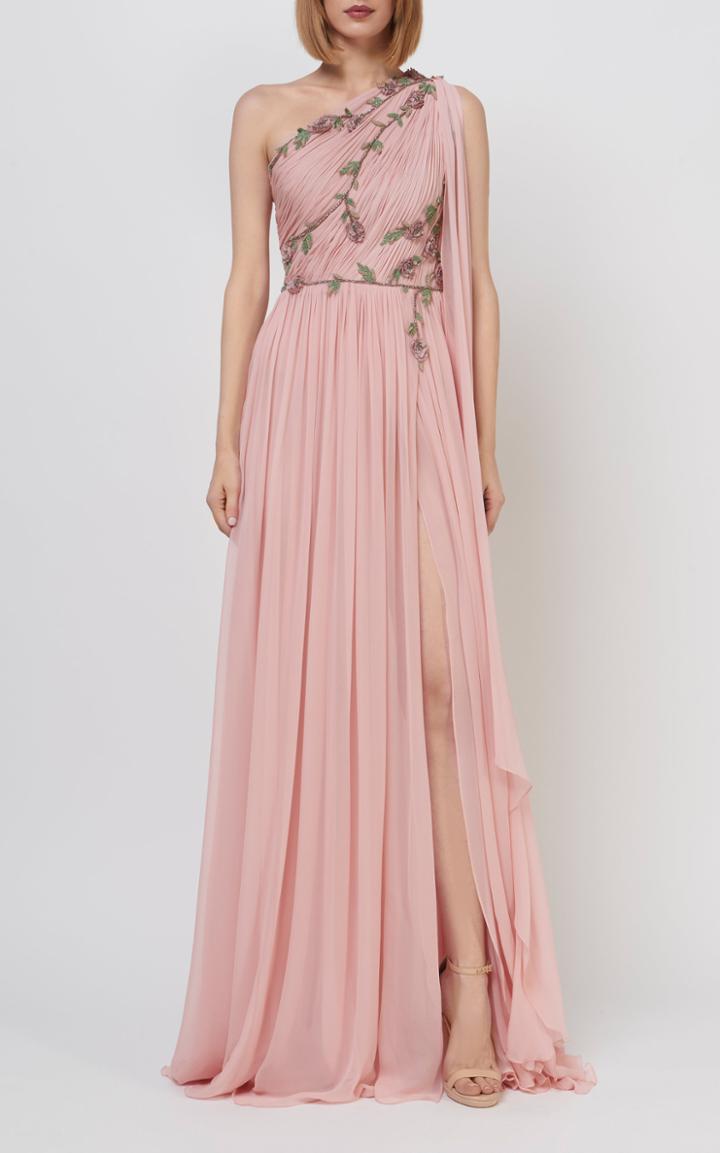 Moda Operandi Costarellos Zasthia Draped Silk-chiffon Gown