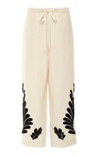 Oscar De La Renta Straight-leg Leaf-embroidered Pants