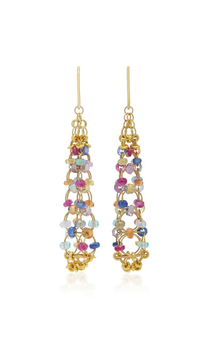 Mallary Marks Eiffel Tower 18k Gold Multi-stone Earrings
