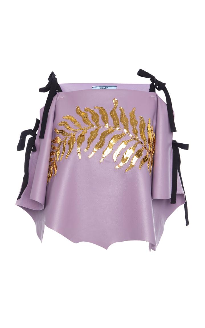 Prada Ribbon-detailed Sequined Leather Top