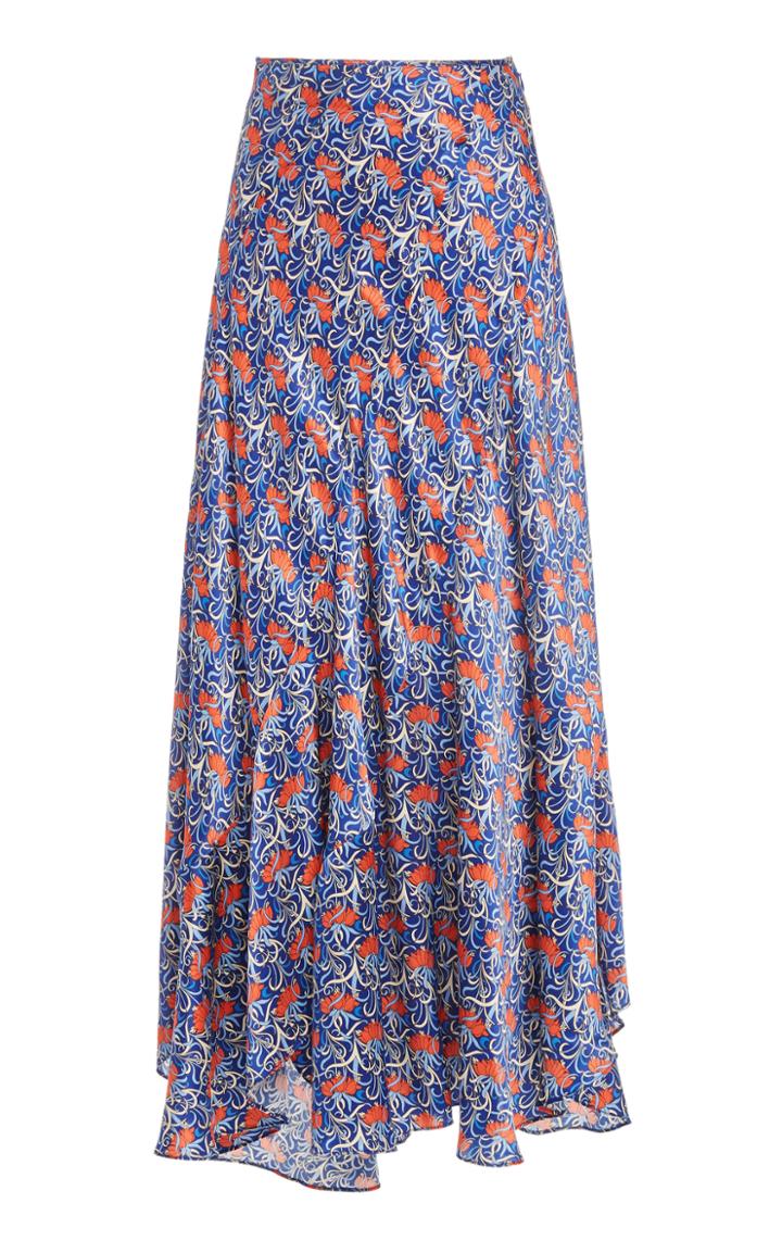 Alexis Serodie Printed Satin Midi Skirt