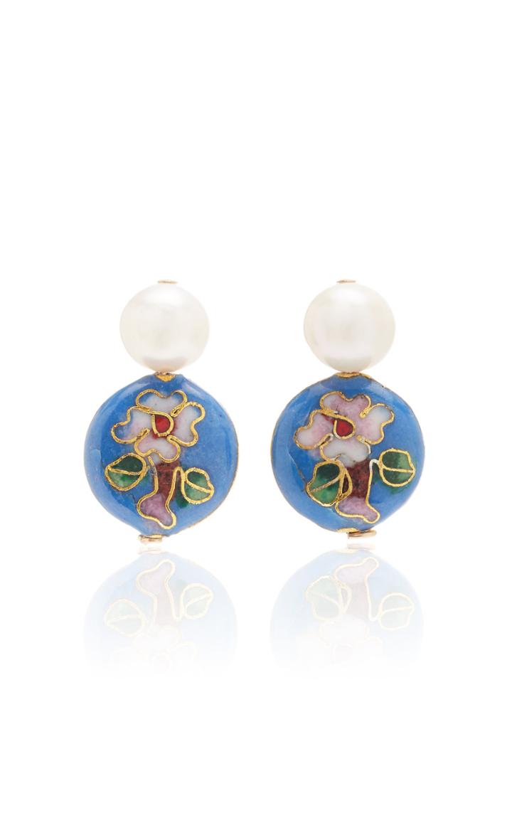 Moda Operandi Nst Studio M'o Exclusive Floral Cloisonn Pearl Earrings