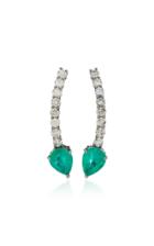 Jack Vartanian 18k White Gold Emerald An Diamond Earrings