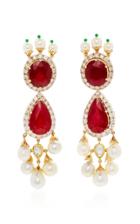 Sanjay Kasliwal 18k Gold Ruby And Pearl Royal Earrings