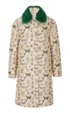 Red Valentino Insect Brocade Coat With Mink Fur Collar
