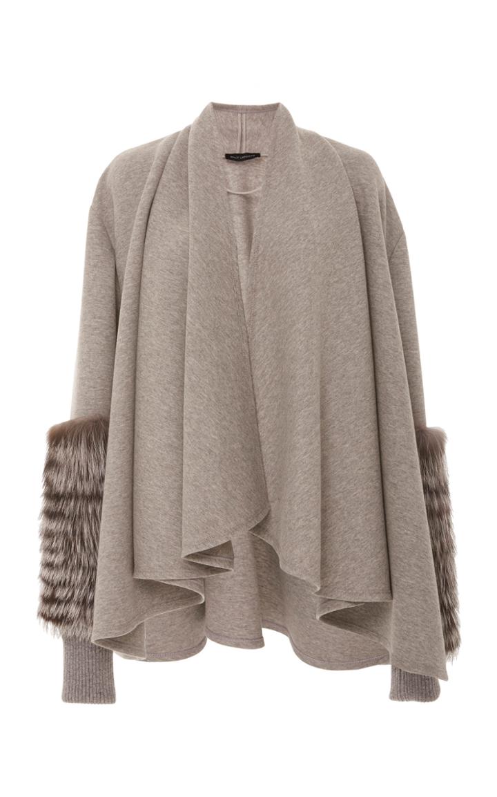 Sally Lapointe Cape Cardigan With Fox Fur