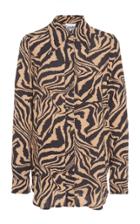 Ganni Leopard-print Crepe Button-down Shirt