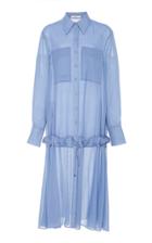 Tibi Gauze Overlay Wool Blend Shirtdress