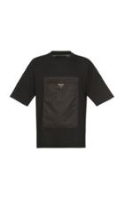 Prada Black Cotton T-shirt With Nylon Pocket