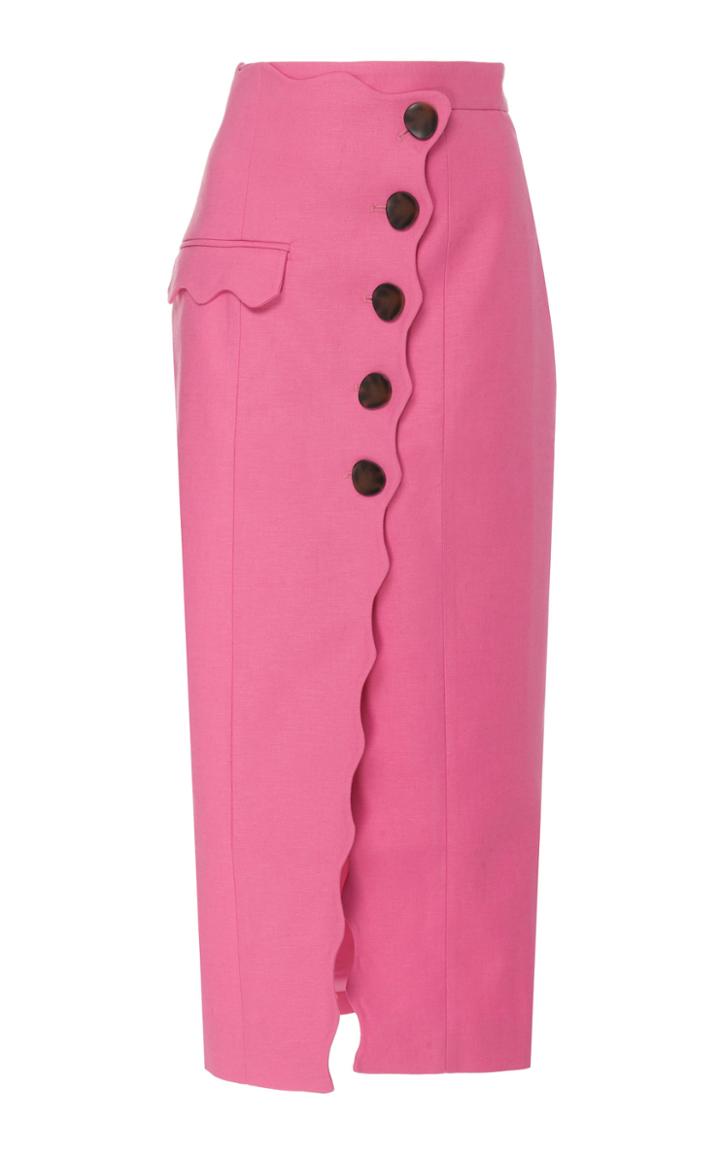 Acler Aslo Scalloped Wrap-effect Midi Pencil Skirt