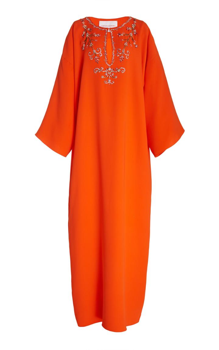 Carolina Herrera Embellished Crepe Long Sleeve Caftan