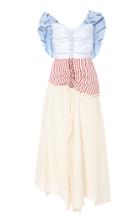 Rosie Assoulin Batten Down The Hatches Mixed Stripe Cotton Dress