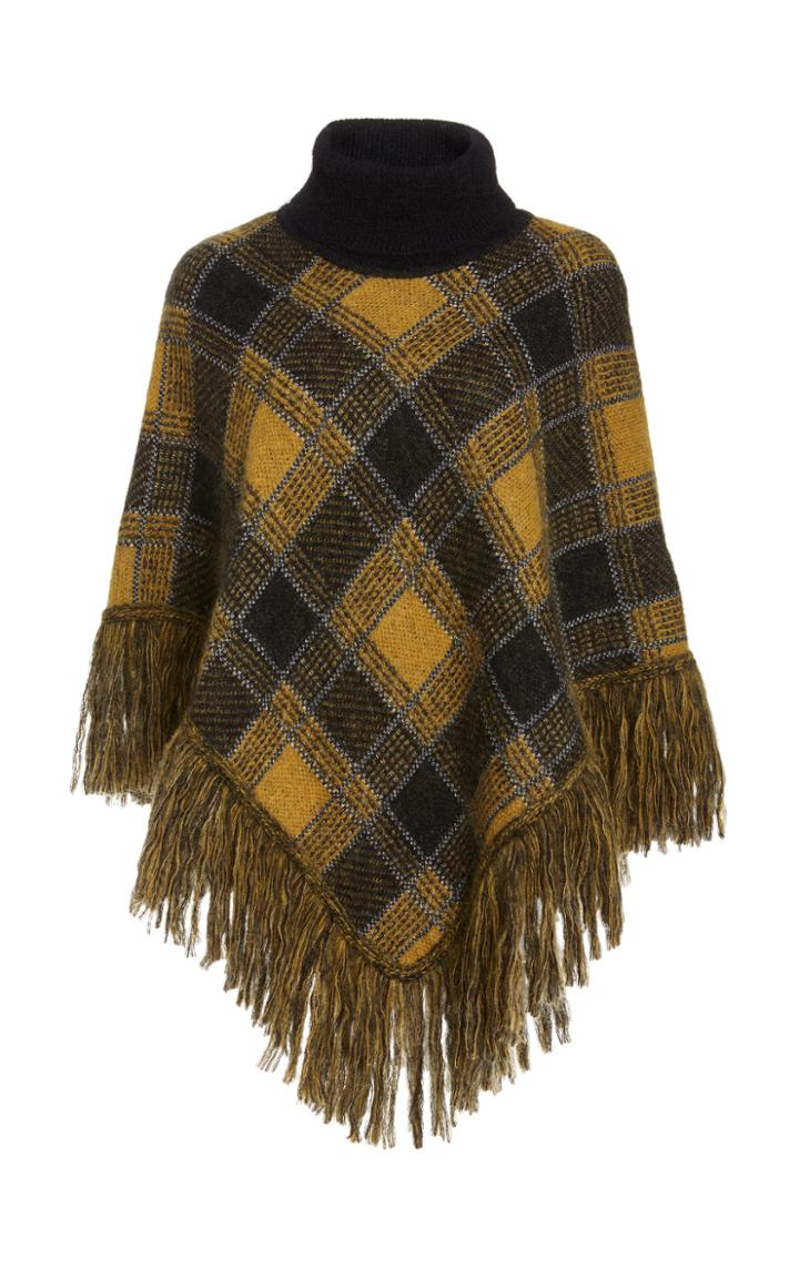 Moda Operandi Red Valentino Fringed Tartan Plaid Poncho