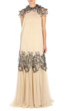 Moda Operandi Alberta Ferretti Leaf-accented Chiffon Gown
