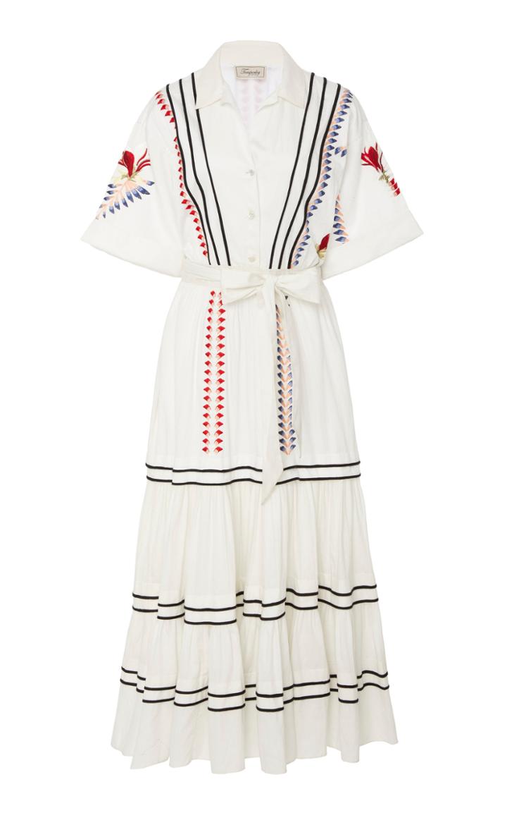 Temperley London Blossom-print Cotton-poplin Midi Shirt Dress
