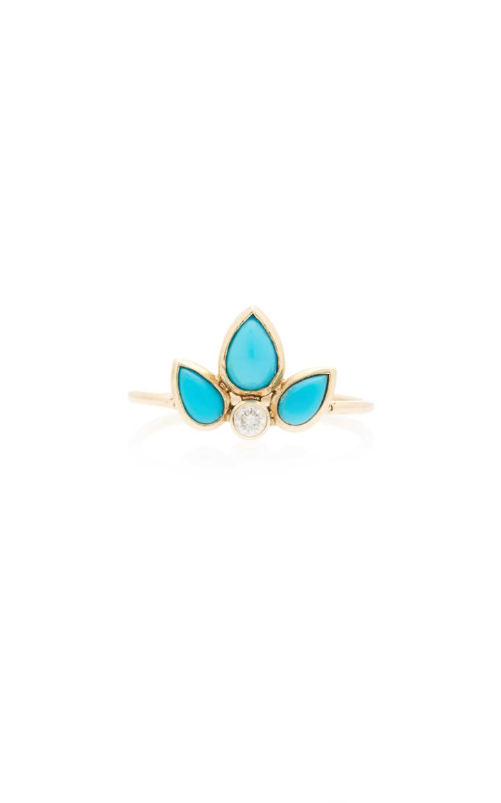 Zo Chicco Turquoise Tear And Diamond Ring