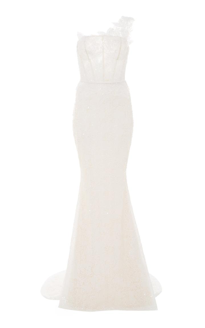Mira Zwillinger Joelle One-shoulder Lace Gown