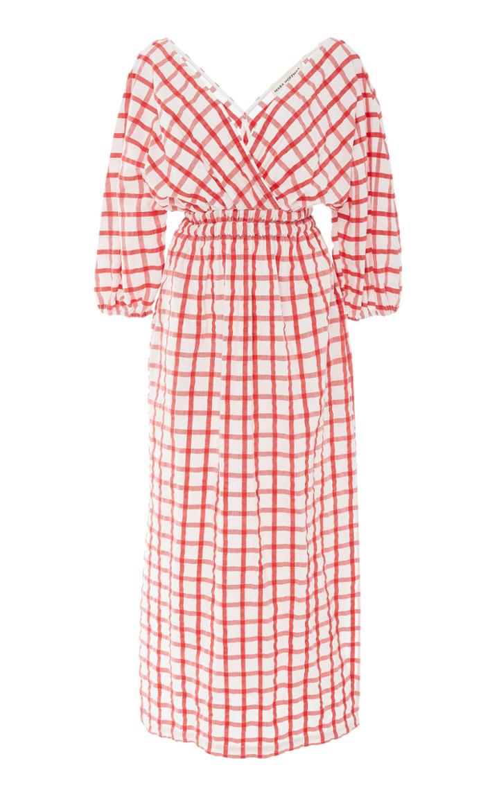 Mara Hoffman Nami Plaid Cotton Maxi Dress