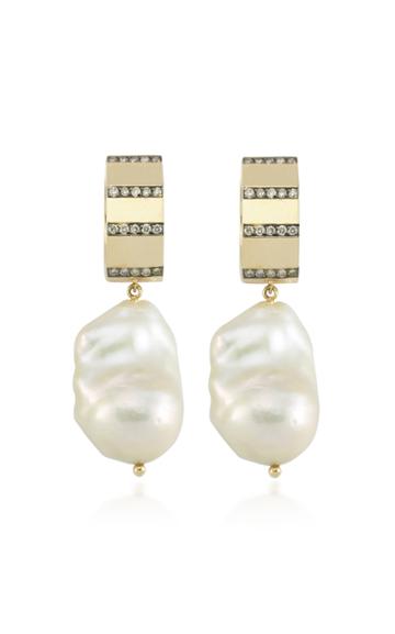 Charms Company La Vie 14k Yellow-gold And Diamond Baroque Pearl Hoops