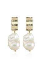 Charms Company La Vie 14k Yellow-gold And Diamond Baroque Pearl Hoops