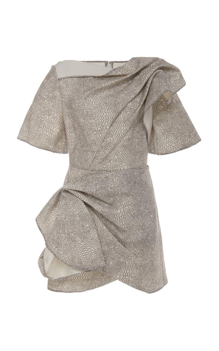 Acler Bronte Ruffled Metallic Snake-print Mini Dress