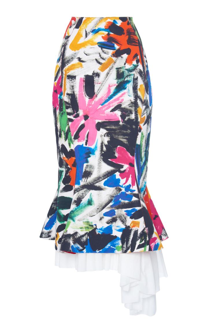 Marni Floral-print Cotton-blend Midi Skirt