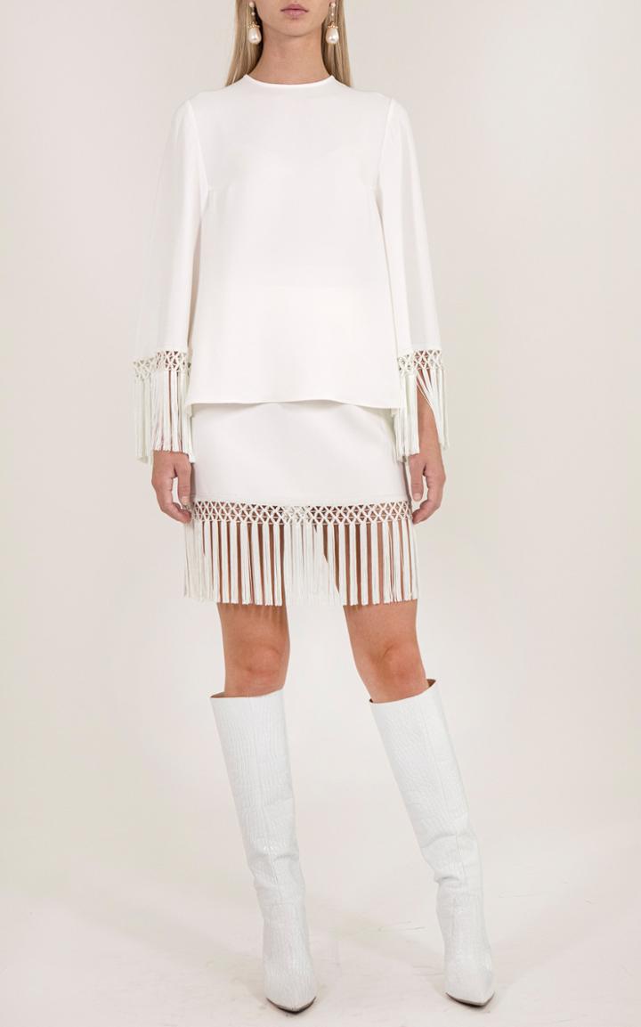 Moda Operandi Andrew Gn Fringed Crepe Top