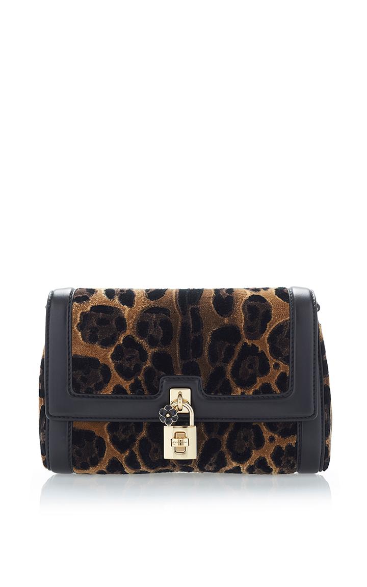 Dolce & Gabbana Animal Printed Velvet Shoulder Bag
