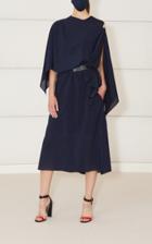 Moda Operandi Akris Draped Wool Crepe Midi Cape Dress