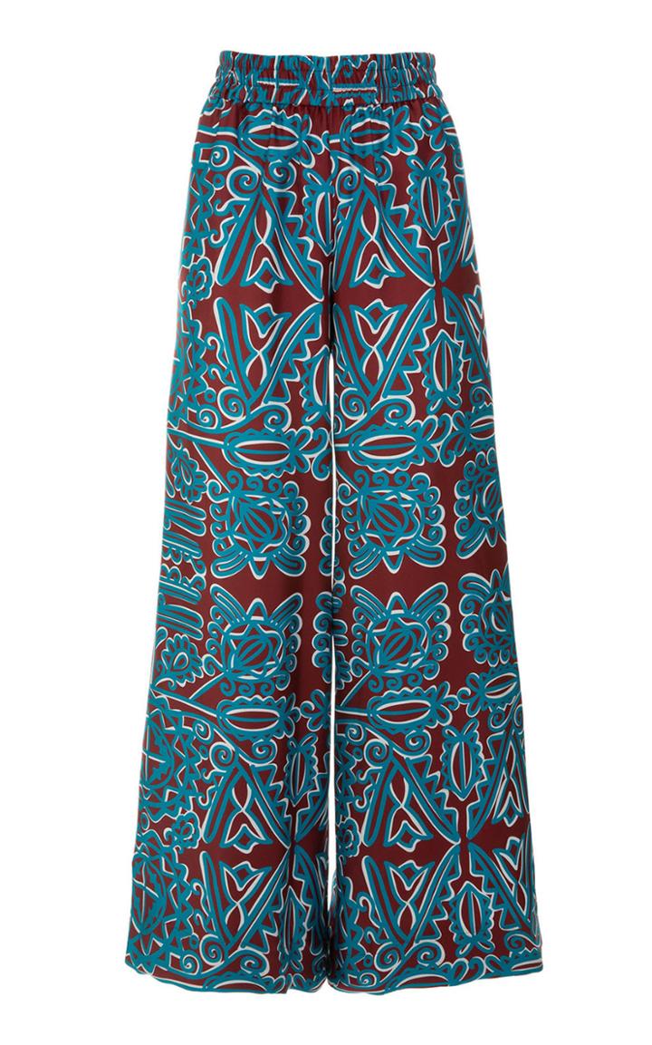 Moda Operandi La Doublej Printed Silk Palazzo Pants