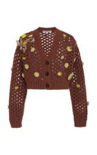 Moda Operandi Valentino Floral-embroidered Cotton-knit Cardigan