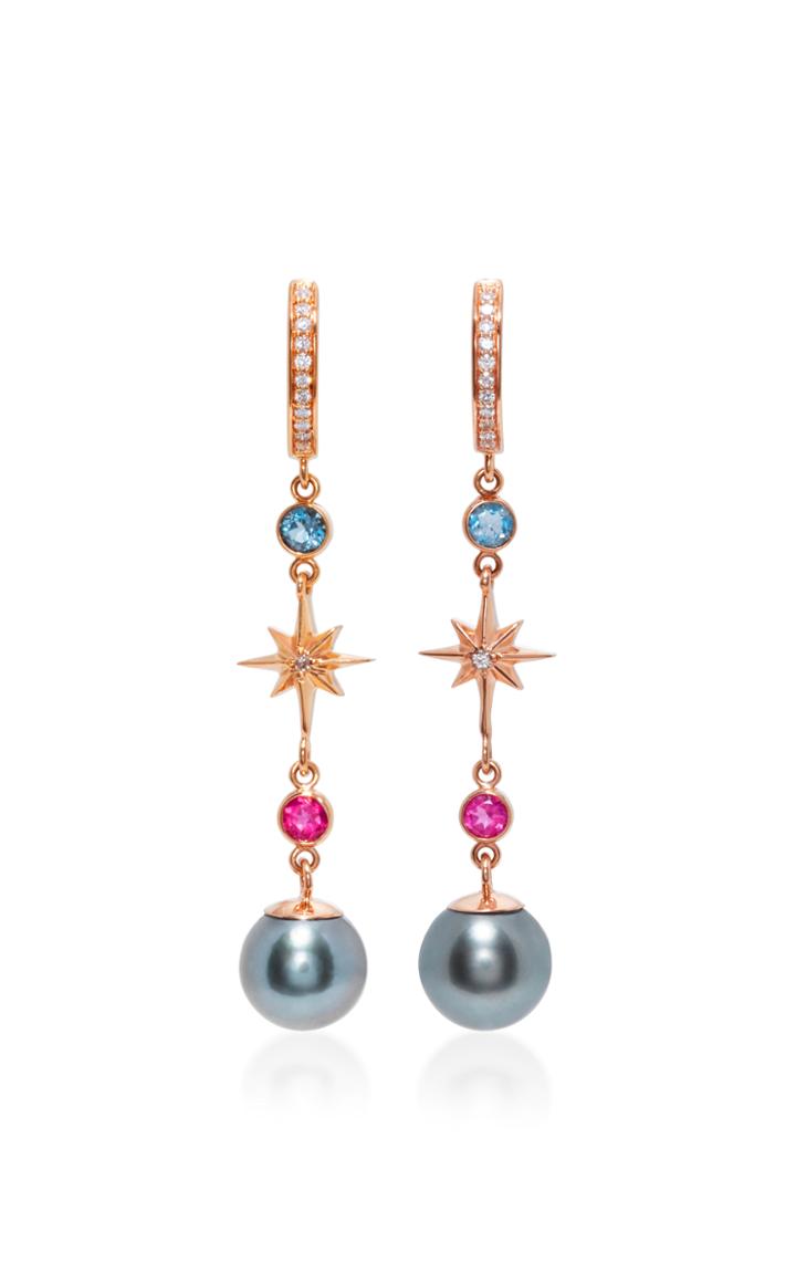 Marlo Laz Pearl Wand Multi-stone Earrings