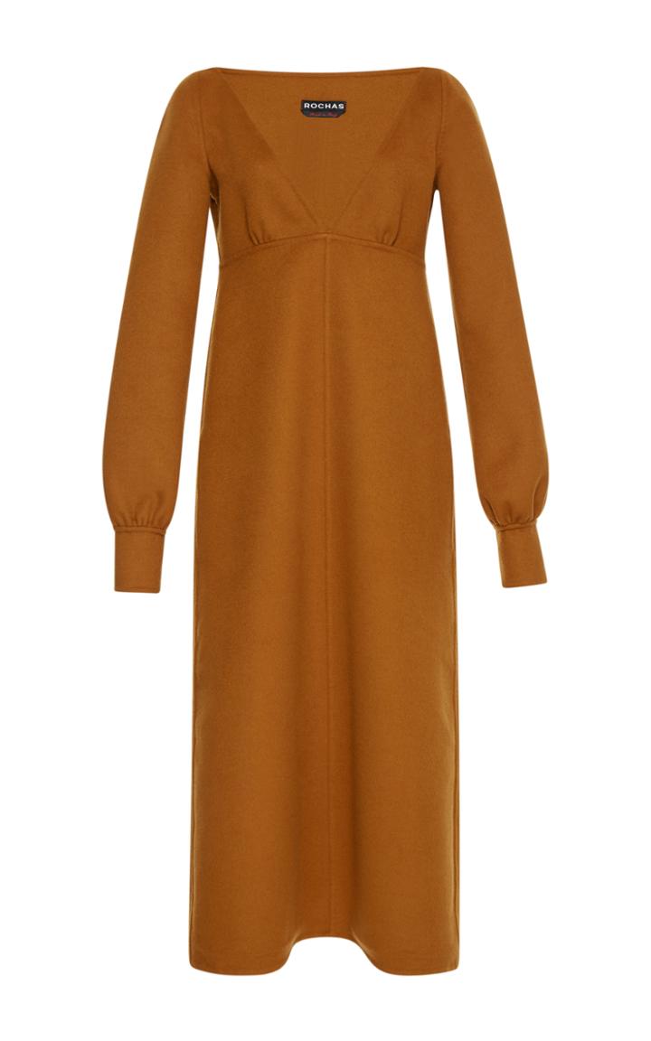 Rochas Long Sleeve V Neck Dress