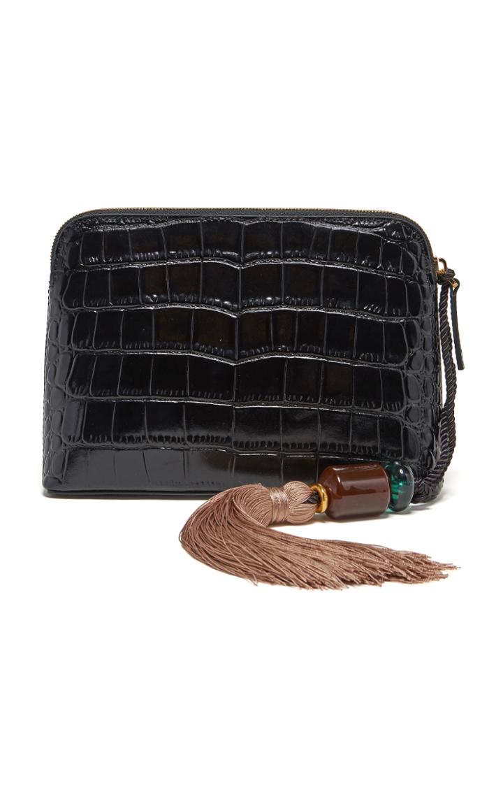 Moda Operandi Lizzie Fortunato Mini Safari Croc-effect Leather Clutch